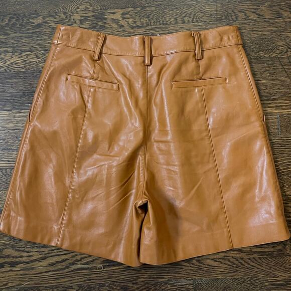 Jason Wu Collection Brown Vegan Faux Leather High Rise Shorts Size 4 - Picture 7 of 9
